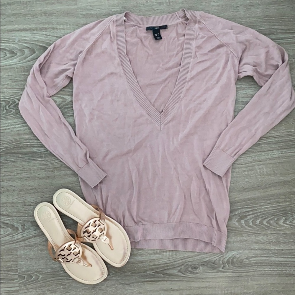 ❤️ H&M light pink blush v neck sweater Size 4